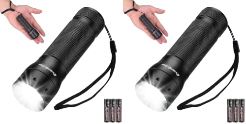 EverBrite Mini Flashlight, Zoomable LED Flash Light, 3 Modes, 3AAA Batteries Included, Handheld Small Flashlight for Camping, Emergency, Home – Black (Pack of 2) - color: Black, size: Small (Pack of 2)