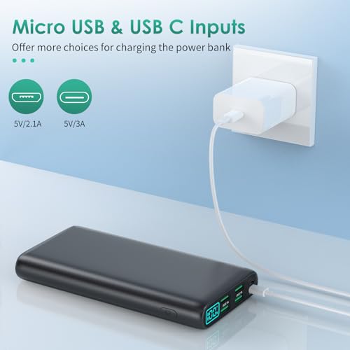 Portable Charger 38800mAh Power Bank with 5 Outputs & 2 Inputs,PD USB C In&Out Fast Phone Charging External Battery Pack Backup,Travel Essential Outdoor for iPhone 17/16/15,Android Samsung Galaxy etc - color: Black