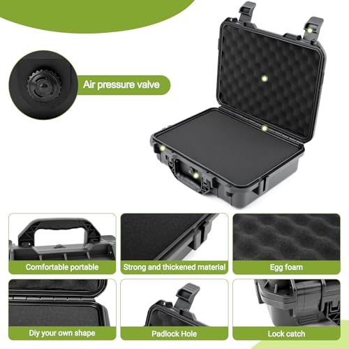 NineLeaf Hard Case with DIY Customizable Foam Insert 14.3 x 11.4 x 4.5 Inch - color: Black Hard Case, size: 14.3 x 11.4 x 4.5 Inch