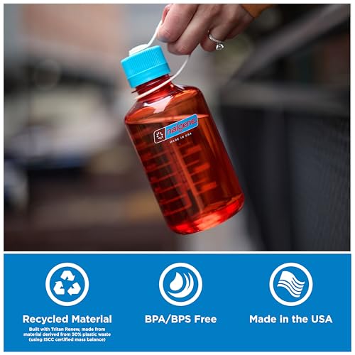 Nalgene 16 oz Narrow Mouth Water Bottle, Thrill & Motion, Flame w/Blue Atoll - color: Flame w/Blue Atoll, size: 16 Ounces