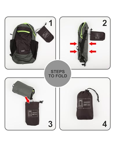 GOX Foldable 20l Backpack For Travel Lightweight Hiking Packable Daypack for Men Travel Camping Outdoor Bag Women (Black) - color: Black