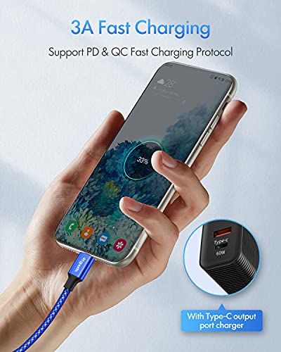 etguuds USB C to USB C Cable 3ft, 2-Pack 60W C to C Cable Fast Charging | for iPhone 17 16 15 Pro Max Plus Air, Samsung Galaxy S26 S25 S24 S23, USBC iPad MacBook Charger Cord Type C, Pixel, Blue - color: Blue, size: 3ft