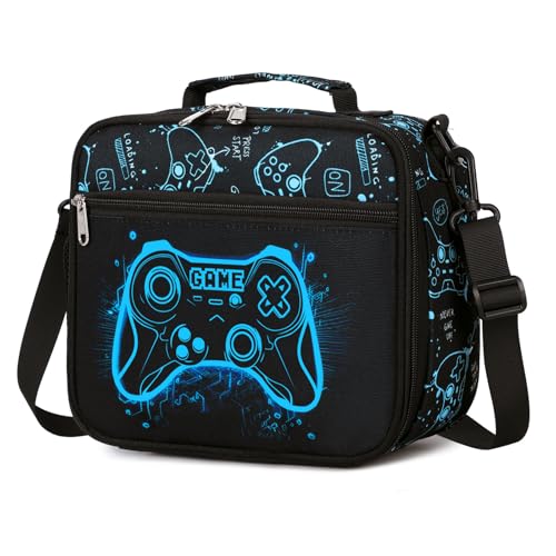 DIGOBAY Insulated Lunch Box for Kids Boys Cool Luminous Gamer Lunch Bag - color: Blue