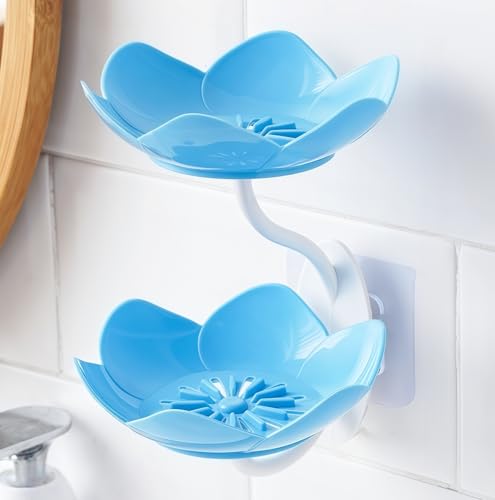 Soap Holder Shower,bar soap Holder,Adhesive Soap Dish for Bathroom Wall - color: D-blue