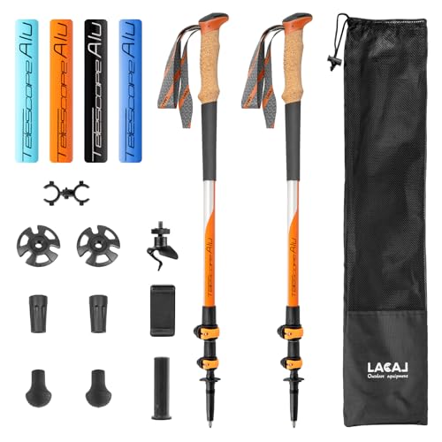 Hiking Poles, Ultra-Light Telescopic Trekking Poles,Portable Walking Sticks with Adjustable Height for Men and Women - color: Organge