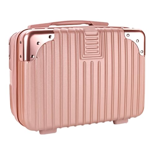 14inch Hard Shell Cosmetic Organizer Travel Train Hand Luggage Small Portable Carrying Suitcase Makeup Case Bag for Women Toiletry - color: PINK