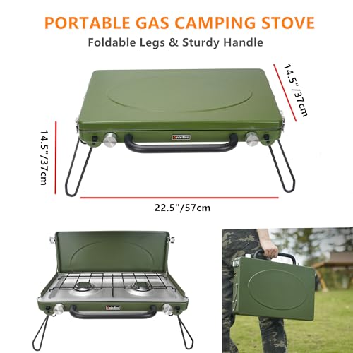 Portable Camping Gas Stove 2-Burner - color: Green