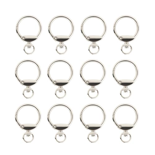12pcs Round Spring Snap Hooks Swivel Ring Carabiner Clips Eyelet O Rings Buckle for Bags Belts Keychain Purses DIY Accessory (Silver) - color: Silver