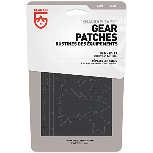 GEAR AID Tenacious Tape Gear Patches for Jacket Repair, Black Nylon, Camping, 3" x 20", 2 Pack - style: Camping Patches (64 Patches)