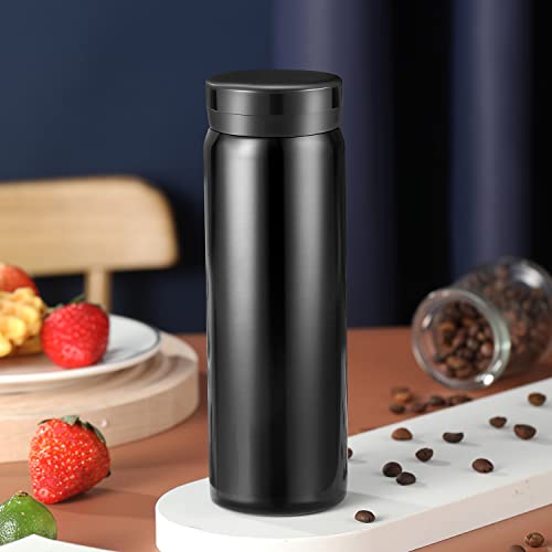 Mini Thermos Cute Water Bottle - 7 oz Tiny Insulated Vacuum 18/10 Stainless Steel Small Flask - Leak Proof & Spill Proof & Keeps Cold and Hot for Drink, Coffee, Tea - Black - color: Black, size: 6.8 Ounces