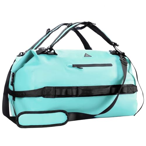 Haimont IPX7 Waterproof Roll-Top Dry Duffel Backpack | 60L/90L Sizes, 500D Tarpaulin, Welded Seams, Mesh Pockets, Boating & Kayaking - color: Ocean Green, size: 60L