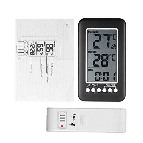 Indoor/Outdoor Thermometer Wireless Thermometer for House LCD ℃/℉ Digital Clock Temperature Meter with Transmitter Easy to Read Numbers