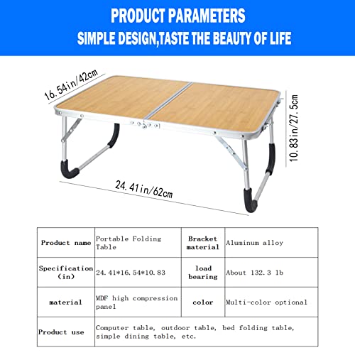 Portable Folding Table - Small Outdoor Folding Table, Suitable for Travel, Camping, Beach, Barbecue, Picnic, Party, Patio (Bamboo) - color: Bamboo