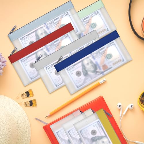 8 Pack Clear Money Envelopes for Cash Money Bag Pouch 7.6x3.7 inch | Waterproof TPU Money Bags With Zipper Cash Bag for Coin Invoice Bills Tools Cosmetics Rceipts School Supplies Gifts,8 Colors - color: 8 colours