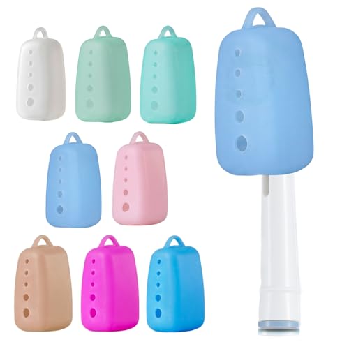 Lapfoon 8 Pack Toothbrush Covers, Silicone Tooth Brush Cover Cap | Toothbrush Caps for Electric & Manual Toothbrush Heads - color: Azure