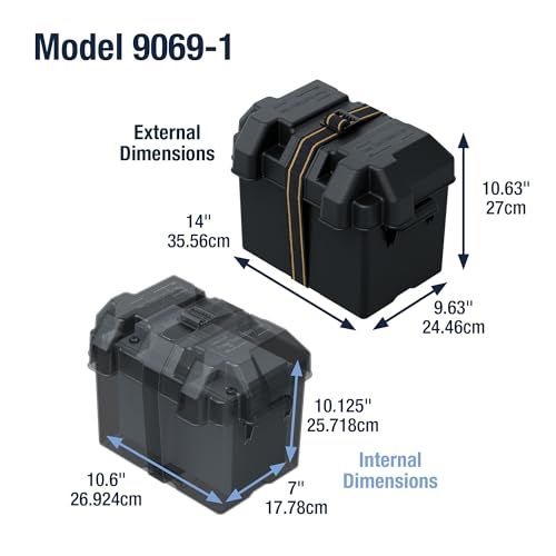 Attwood 9069-1 Standard Non-Vented Battery Box with Mounting Strap, Fits Group 24 Batteries, Black | Rugged battery storage designed for dependable onboard power protection - size: Group 24 Batteries, style: Powerguard 24 – Non-vented