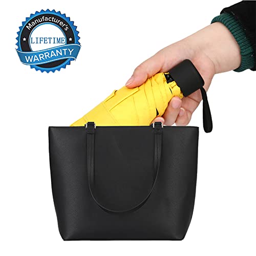GAOYAING Compact Travel Umbrella with Case Sun&Rain Lightweight Small and Compact Suit for Pocket 34 Inches - color: Yellow, size: 34 Inches