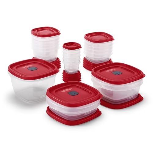 Rubbermaid 42-Piece Food Storage Containers with Lids | Clear Plastic Stackable Kitchen Organization with Microwave Vented Snapping Cover - size: 42-Piece