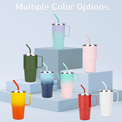 Sursip 24 oz Insulated Tumbler with Handle Lids and Straws - color: Navy&PurpleBlue