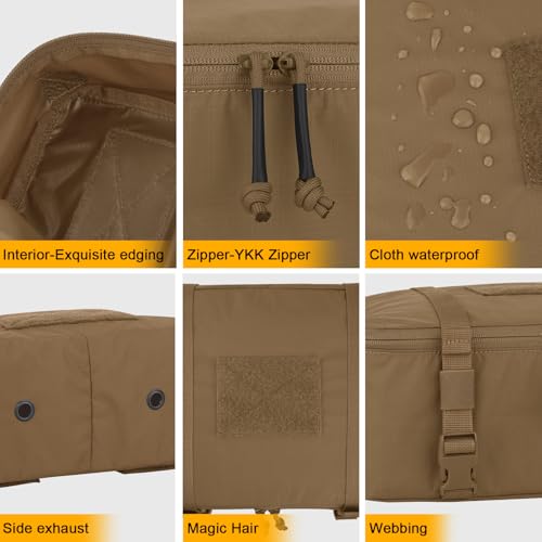 PETAC GEAR 4 PCS Tactical Modular Packing Cubes with Waterproof Material, Large Capacity Storage Bag, Easy Clean Outdoor Travel Organize Storage Pouches Bags (CB) - color: CB