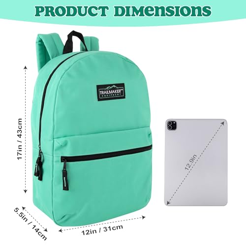 Trail maker Classic 17 inch Backpacks with Adjustable Padded Straps | School Backpacks for Girls, Boys - color: Aqua