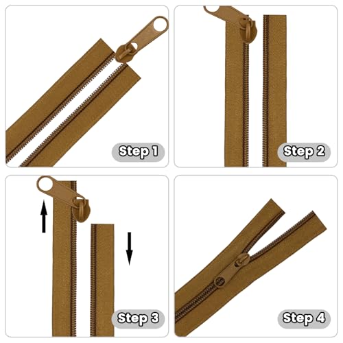 DOITEM 10 Yards Nylon Coil Zipper by The Yards, #5 Bulk Zippers for DIY Sewing Craft Bags with Replacement 20PCS Sliders (Brown, #5) - color: Brown, size: #5
