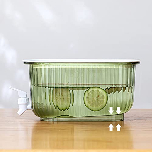 Beverage Dispenser, Refrigerator Water Dispenser Container Cold Kettle with Faucet for Home Kitchen Camping Party, Drink Dispenser for Fridge with Spigot (Green) - color: Green