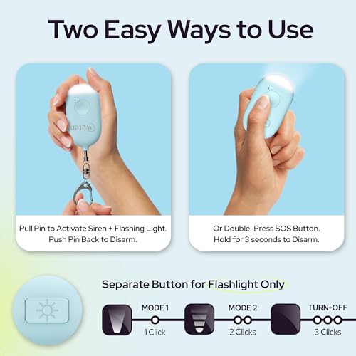 Weten Rechargeable Personal Alarm Keychain - 130dB Siren & LED Light - 2 Pack Personal Safety Alert for Women to Carry - Panic Button Alarm for Security - Rape Whistle for Self Defense (Pink&Blue) - color: G - Pink&Blue
