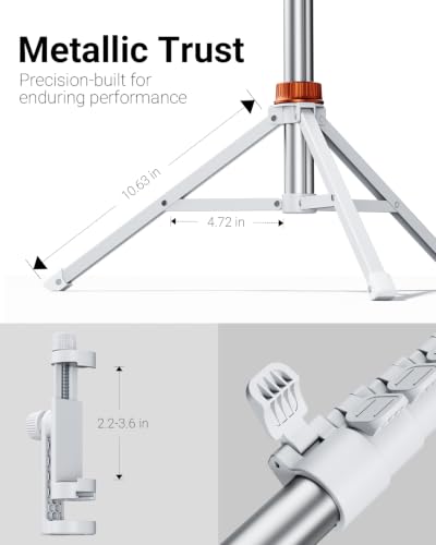 VIMOSE 66" Phone Tripod, Tripod for iPhone with Remote & Phone Stand | Extendable Cell Phone Tripod for Video Recording, Ultimate Tripod & Monopod Accessories for iPhone/Android, Monza White - color: Monza White
