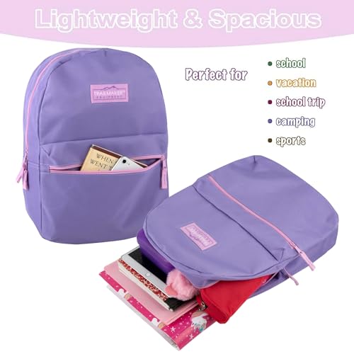 Trail maker Classic 17 inch Backpacks with Adjustable Padded Straps | School Backpacks for Girls, Boys - color: Purple