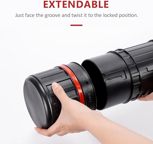 DEWEL Poster Tube 30"-51", Telescoping Blueprint Holder Art Tube with Strap - color: Black (Striped), size: X-Large