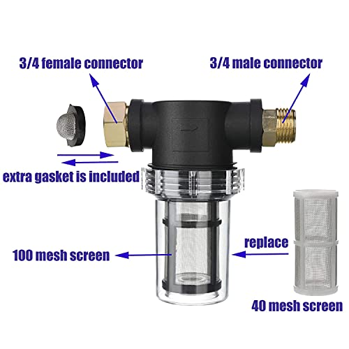 M MINGLE Garden Hose Filter for Pressure Washer Inlet Water | Inline Filter for Sediment, 40 & 100 Mesh Screens, Fits Garden Hoses, Pressure Pumps, Sprinklers & RV Outdoor Water Systems - size: 1 pcs