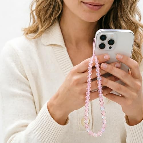 Beaded Phone Lanyard Wrist Strap Phone Charms Fixed Beads Pearl Chain - color: PC-ryj-2