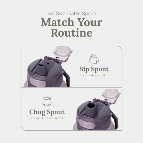 ZULU Powerfill Pro 32oz Stainless Steel Sip or Chug Water Bottle, Amethyst | Insulated stainless steel water bottle with Quick Fill™ lid, sip and chug spouts, leakproof lock, and dishwasher safe - color: Amethyst, style: 32oz