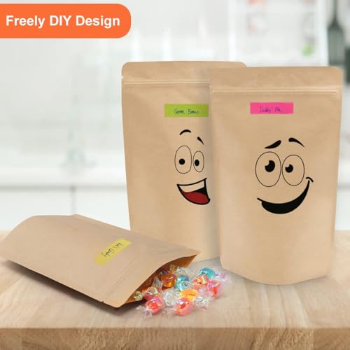 SumDirect Kraft Stand Up Pouches - 100 Pack Self-Sealing Zipper Food Storage Reusable Bags with Foil Lined for Home or Business (6X9.4 Inch,100PCS) - size: 6X9.4 Inch,100PCS