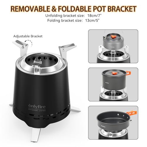 2-in-1 Wood Burning Fire Pit with Pot Rack, 9" Tabletop Fireplace, Black | Portable Stainless Steel Camp Stove with Carry Bag for Camping, Patio, Backyard, RV & Tailgating, Smokeless Firepit, FP046 - color: Black, size: 9"