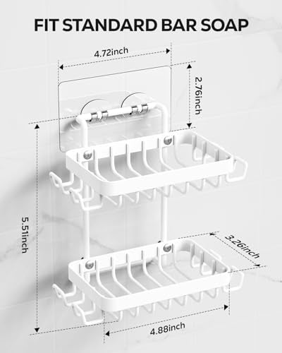 Nieifi Bar Soap Holder, Adhesive Soap Dish for Bathroom Shower Wall - color: White, size: 2 Tier