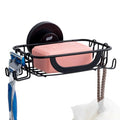TAILI Soap Holder, Soap Dish Suction Cup with Hooks, Stainless Steel, Black | Soap Dish for Shower, Bathroom Bar soap holder Shower Wall, Stainless Steel Sponge Holder for Tub Kitchen - color: Black