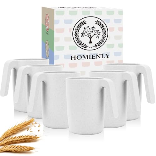 Homienly Coffee Mug Set - Wheat Straw Cups, Alternative to Plastic Coffee Cups Reusable | Unbreakable for Hot Chocolate, Tea, & Coffee | Microwave Safe, Dishwasher Safe Drinking Cups (White) - color: White, size: 16 Ounces
