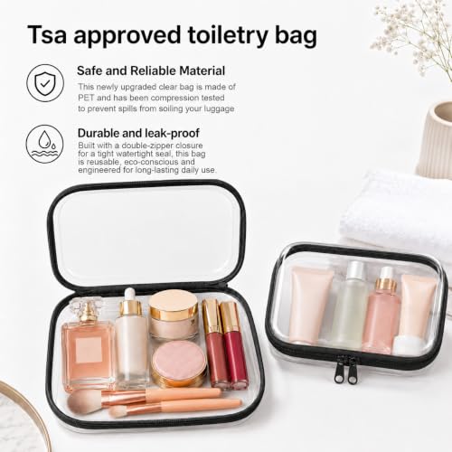 3 Pack Clear Hard Shell Zipper Case (1XL + 1L + 1M, Black) | Travel Toiletry Bag, Waterproof 1.2mm PET Hard Plastic Pouches, Organizer Box for Makeup, Toy, Snack, Stationery, Diaper - color: Black(XL+L+M)