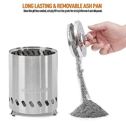 Portable Table Top Fire Pit with Stand, 5.5" Stainless Steel Mini Outdoor Low Smoke Burning Tabletop Firepit Fueled by Pellets or Wood, for Outside Camping - color: Stainless Steel, size: 5.5 Inch