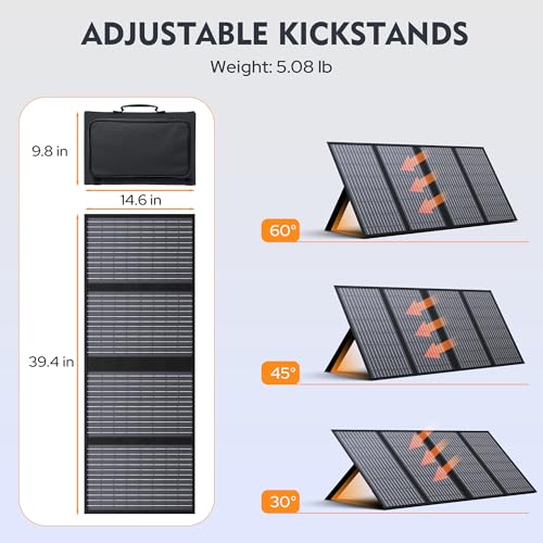 ENGINSTAR 60W Foldable Solar Panel for Power Station, 18V DC & QC3.0 for RV - color: Black-60W
