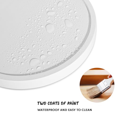 Round Decorative Tray Farmhouse Kitchen Decor Soap Dish, 11" White | Waterproof, Lightweight, Easy Clean, Wood Riser Pedestal Stand Accessories for Office Desk, Vanity, Counter, Sink - color: White, size: 11"