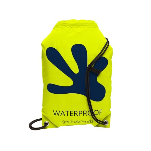 geckobrands Embark 10L Drawstring Backpack – Waterproof, Lightweight Dry Bag for Beach, Hiking, and Light Water Activities - color: Green/Navy