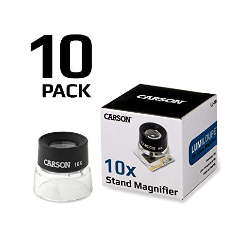 Carson LumiLoupe 10x Power Pre-Focused Stand Magnifier - Set of 10 (LL-10MU),Black/Clear - size: Pack of 10