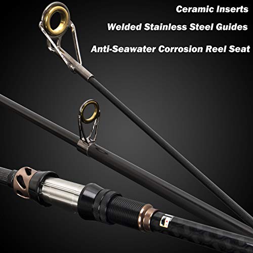 PLUSINNO Fishing Rod and Reel Combos - Carbon Fiber Telescopic Fishing Pole - Spinning Reel 12 +1 Shielded Bearings Stainless Steel BB - color: ONLY Fishing rod (not include reel), size: 1.8M 5.91FT