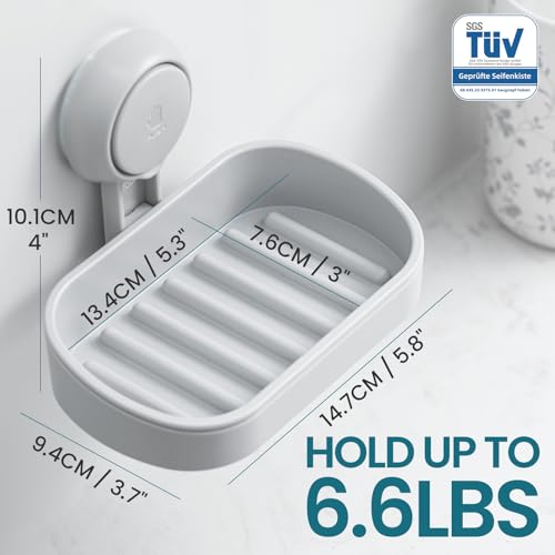 TAILI Soap Holder, Soap Dish for Shower Suction Cup, Bar Soap Holder, Grey | Removable Soap Holder Shower, Soap Tray for Shower Wall, No drill Sponge Holder, Bathroom & Kitchen, Bath Accessories - color: Grey, size: 1 Tier