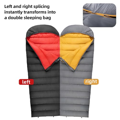 Down Sleeping Bag for Adults, 620 Fill Power Backpacking | 0 Degree Cold/Warm Weather, 620 Fill Power Down, Ultralight Carry, Pouch Included, Camping Hiking Backpacking - color: Darkgrey, size: 1.10 lb Down Filling