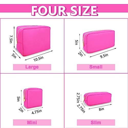Small Pencil Case Makeup Bag for Purse, Cute Pencil Pouch Preppy Nylon Makeup Brush Bag with Zipper , Girls Portable Stationery Storage Case Small Pen Bag for Office School College(Slim-Bubblegum) - color: Bubblegum, size: Slim