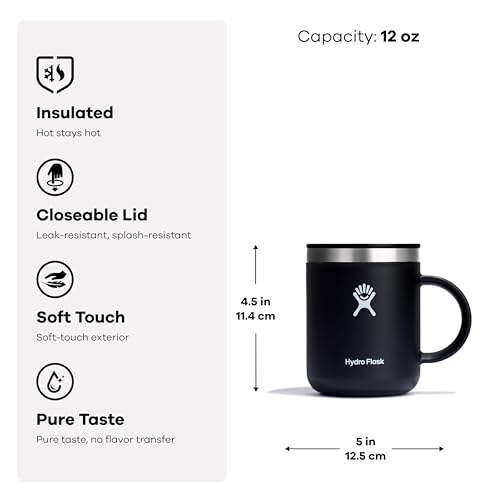 Hydro Flask Coffee Mug – Insulated Stainless Steel, Non Spill, Leak Resistant Travel Mug 12 Oz Shale Gray - color: SHALE GRAY, style: 12 Oz